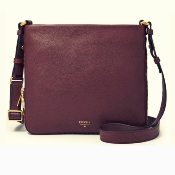 Fossil Maroon Leather Shoulder Bag - Picture 1 of 11